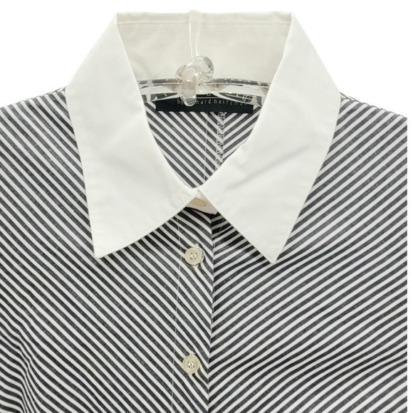 Vintage Harve Bernard by Bernard Holtzman Chevron Striped Button Up Blouse Shirt - Picture 4 of 11